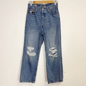 NEW Levis Ribcage Straight Ankle Jeans Womens 26 Blue Distressed High Rise Waist